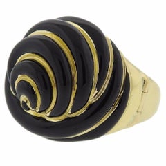Andrew Clunn Gold Enamel Swirl Motif Ring
