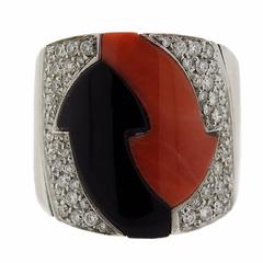 G. Bulgari Enigma Gold Diamond Onyx Coral Arrow Ring 3