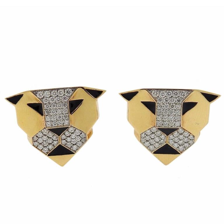 G Bulgari Enigma Gold Diamond Panther Earrings For At 1stdibs G Bulgari Enigma Gold Diamond Panther Earrings For