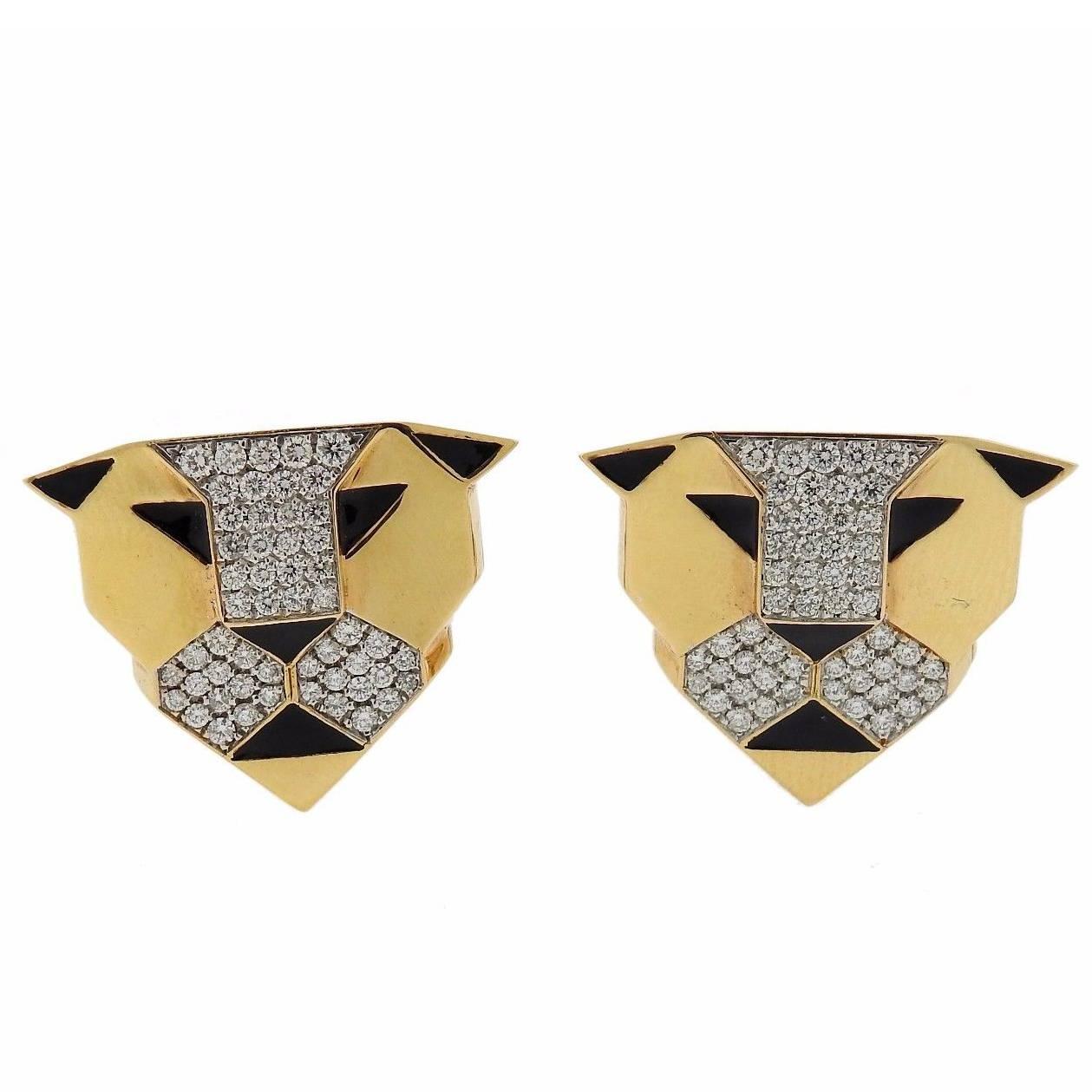 G. Bulgari Enigma Gold Diamond Panther Earrings