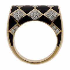 G. Bulgari Enigma Gold Diamond Enamel Ring