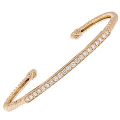 Diamond Rose Gold Stacking Bangle Bracelet