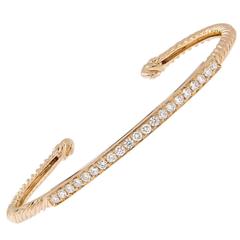 Diamond Rose Gold Stacking Bangle Bracelet 1