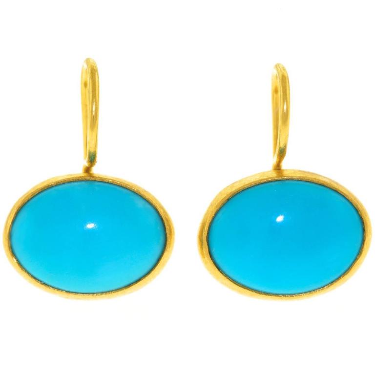 Persian Turquoise 22 Karat Gold Earrings At 1stdibs Persian Turquoise 22 Karat Gold Earrings For
