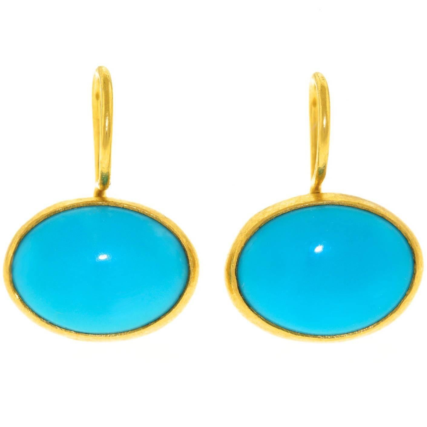 Persian Turquoise 22 Karat Gold Earrings