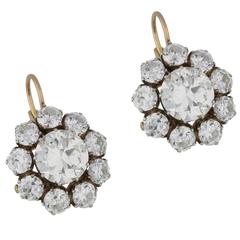 Old Cut Diamond Detachable Cluster Drop Earrings 4
