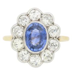 Vintage Sapphire and Diamond Halo Ring, circa 1960s 9