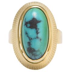 1960s Turquoise Matrix Egyptian Revival Ring