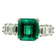 3.25 Carat Colombian Emerald Diamond Platinum Ring 4