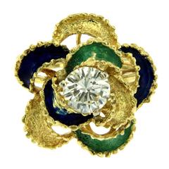 Diamond Enamel Gold Ring