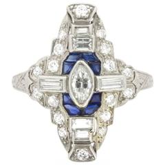 Art Deco Diamond and Sapphire Dinner Ring, circa 1920s