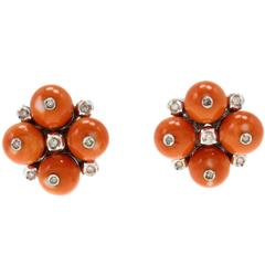 Luise Coral Diamond Gold Earrings 12