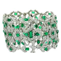 Emerald Diamond White Gold Bracelet