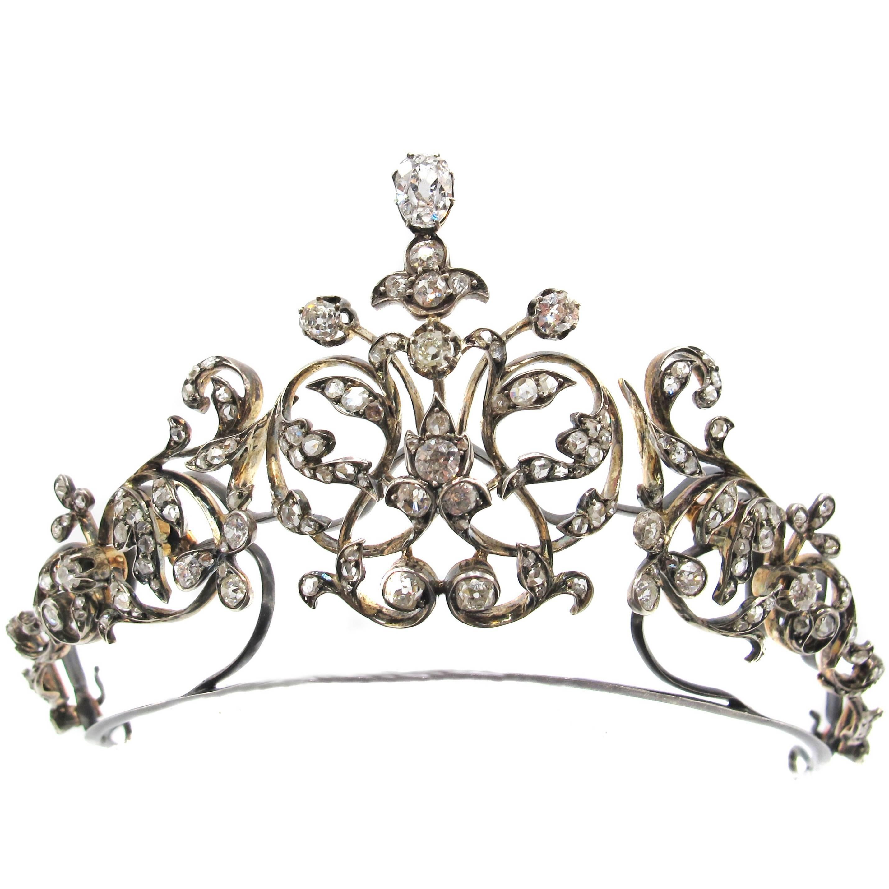 French Princely Family Collection Antique Diamond Tiara Convert Necklace Brooch