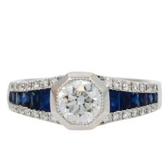 Sapphire and  Diamond Engagement Ring