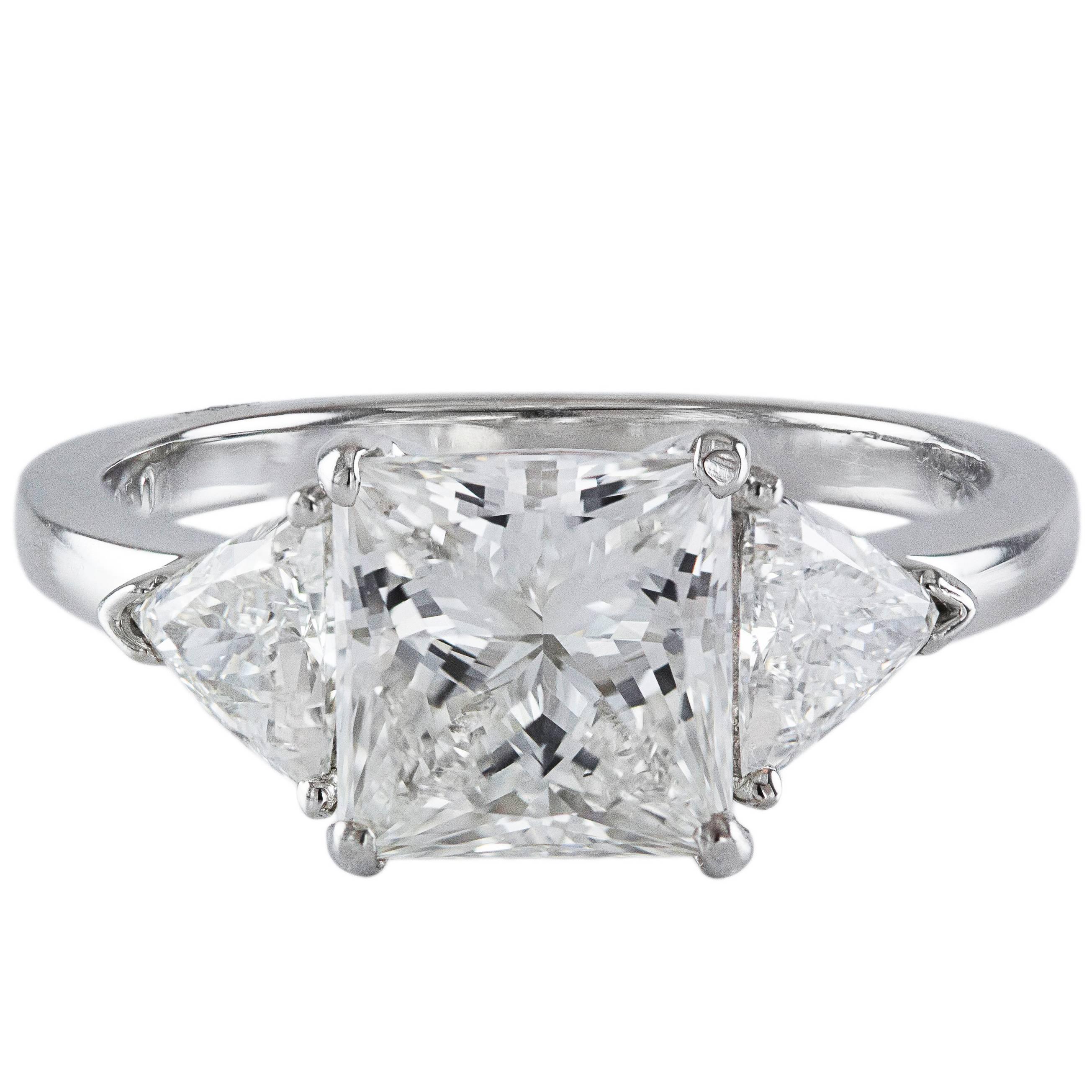 GIA Certified Princess Cut Diamond Platinum Engagement Ring