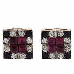 G. Bulgari Enigma Diamond Ruby Rose Gold Stud Earrings