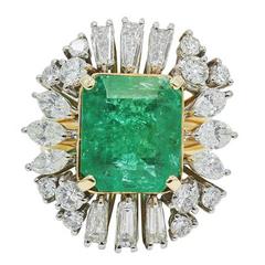 Emerald Diamond White and Yellow Gold Ring