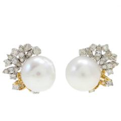  Pearl Diamond Gold Earrings