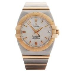 Omega Ladies Stainless Steel Yellow Gold Constellation Double Eagle Wristwatch