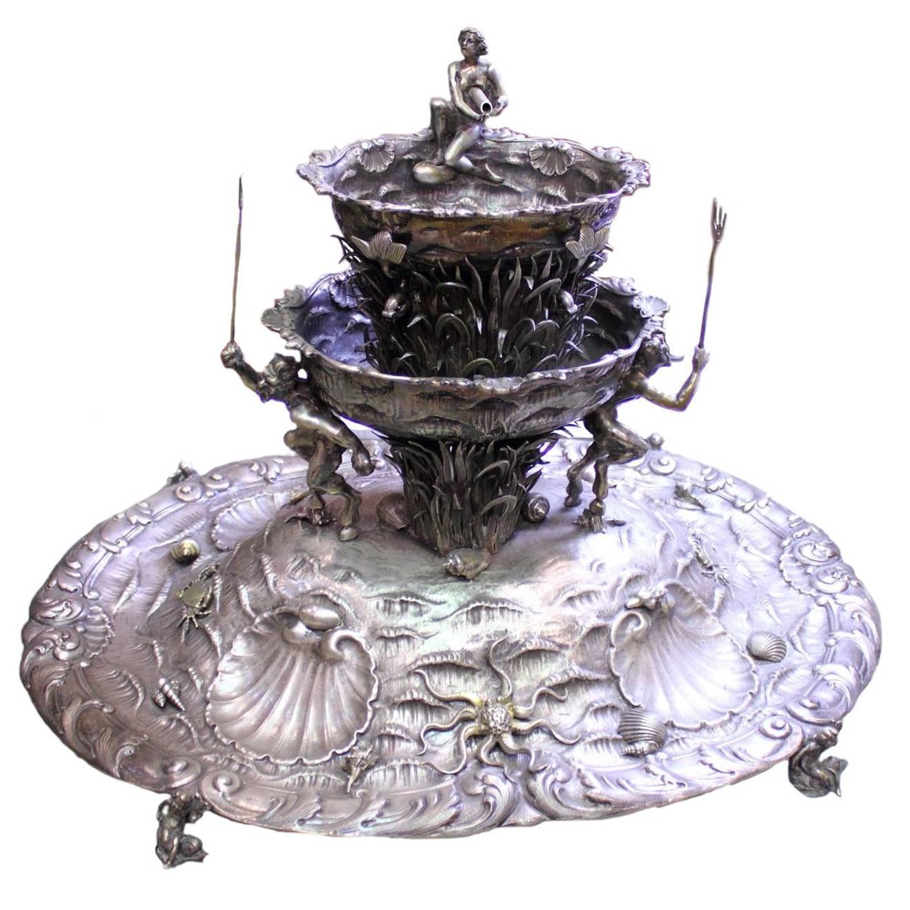Silver Table Garden Fountain For Sale