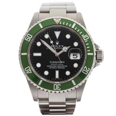 Used Rolex Stainless Steel Submariner Kermit Automatic Wristwatch 2007