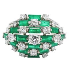 Baguette Emerald Diamond Platinum Ring