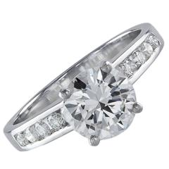 1.62 Carat Round Cut Diamond Platinum Engagement Ring
