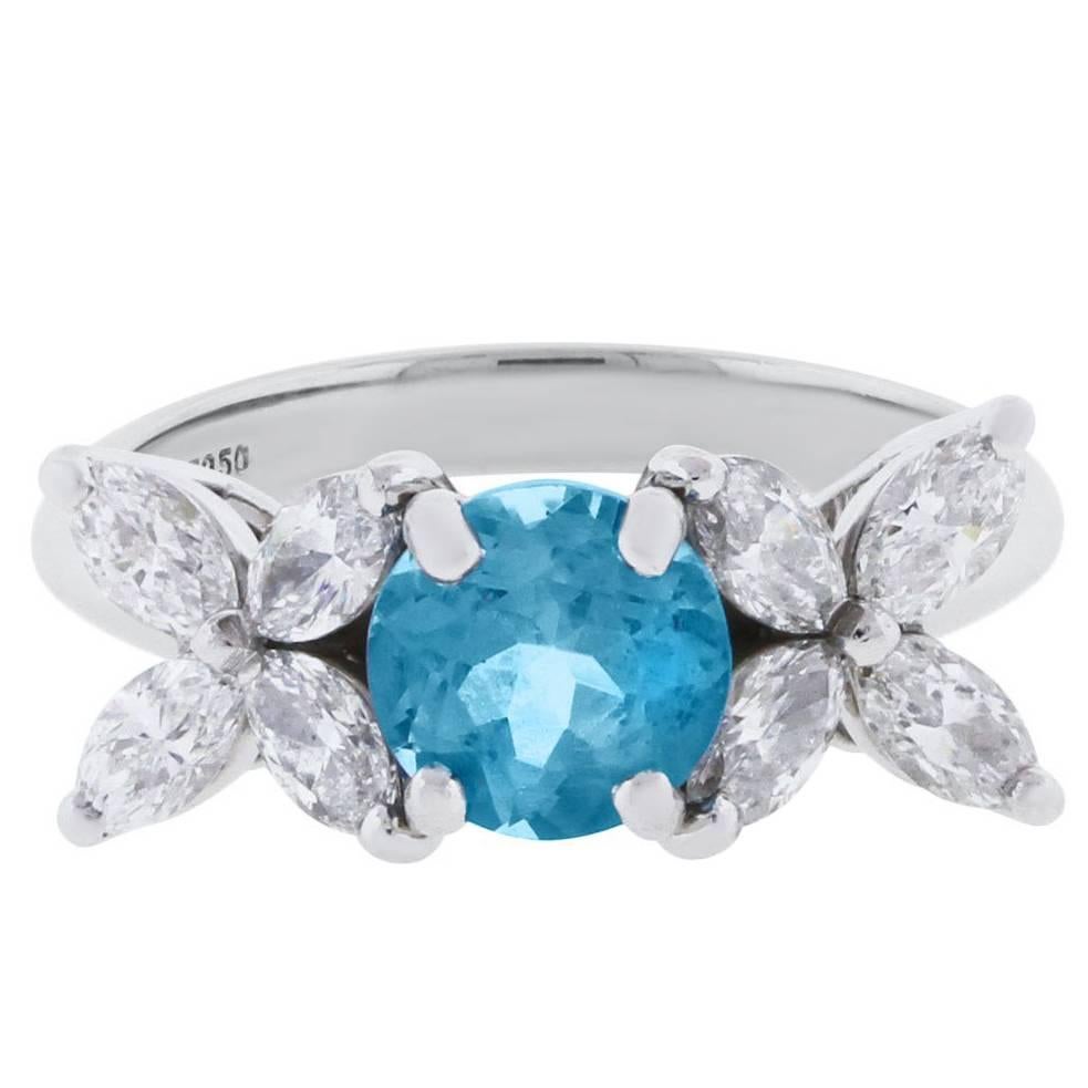 Tiffany & Co. Victoria Aquamarine Diamond Platinum Ring