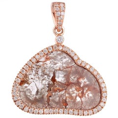 Sliced Diamond Pendant With Pave Diamonds Made In 18k Gold