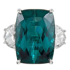13.55 Carat No Heat Tourmaline Diamond Platinum Ring 13.55 Carat No Heat Tourmaline Diamond Platinum Ring