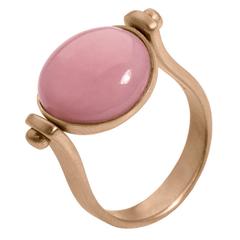 Pink Opal Gold Roman Style Reversible Ring 11