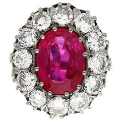 19th Century 5.52 Carat Oval Cut Burma Ruby Diamond Ring 12