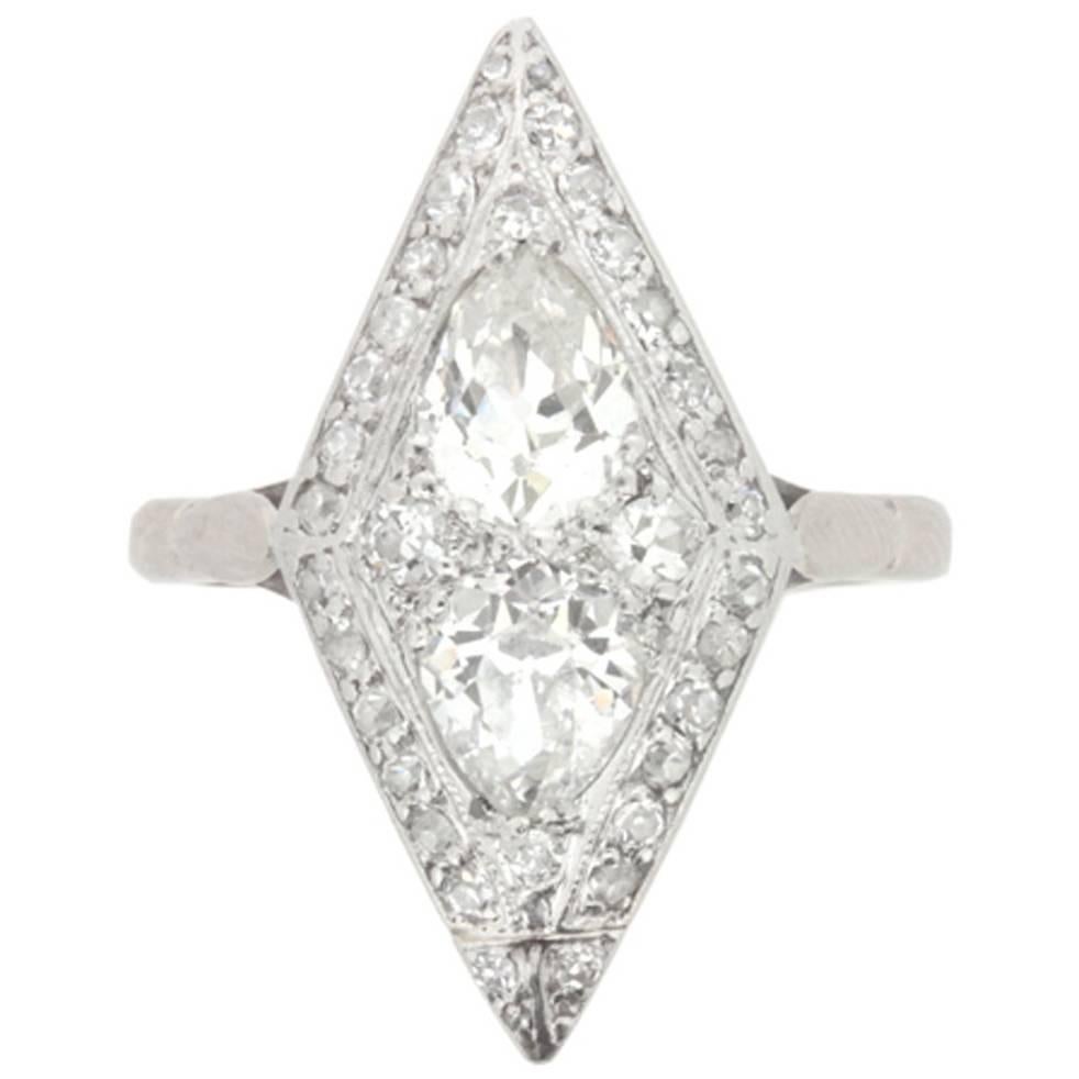 Edwardian French Diamond Platinum Dinner Ring, circa 1910