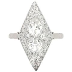 Antique Edwardian French Diamond Platinum Dinner Ring, circa 1910