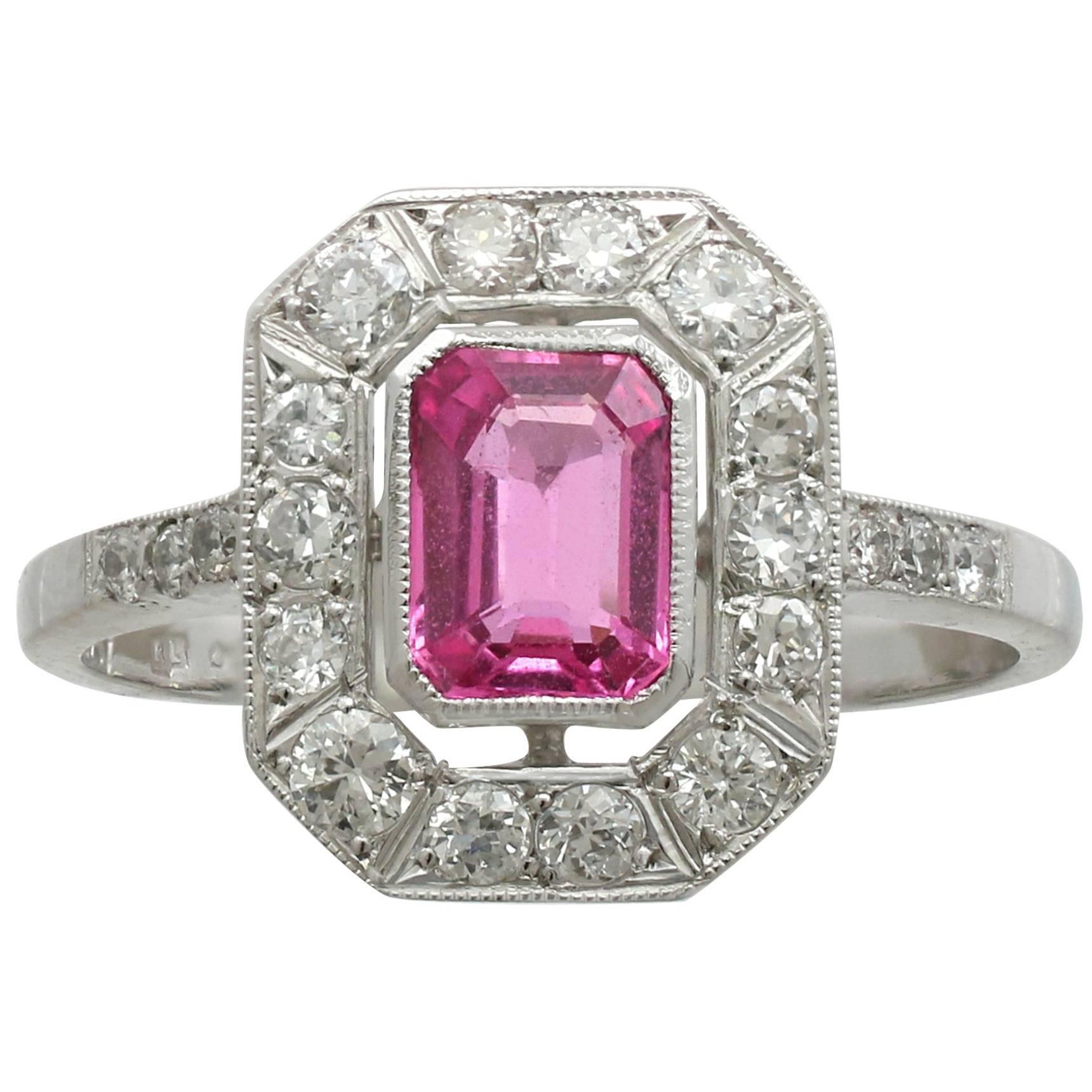 Contemporary 1.11 Carat Pink Sapphire Diamond Platinum Cocktail Ring