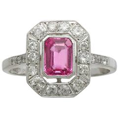 Contemporary 1.11 Carat Pink Sapphire Diamond Platinum Cocktail Ring 8