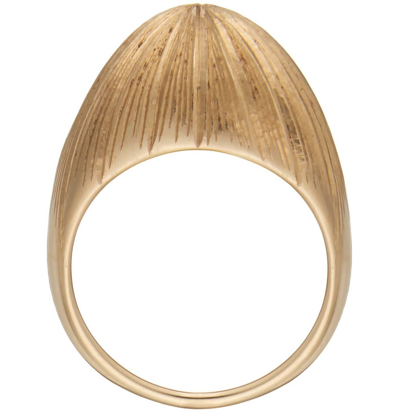 Zara Simon Hand Engraved Gold Rio Ring For Sale
