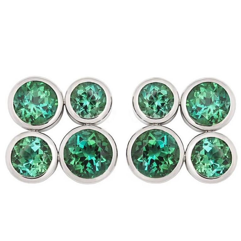 Colleen B. Rosenblat Tourmaline White Gold Earrings For Sale