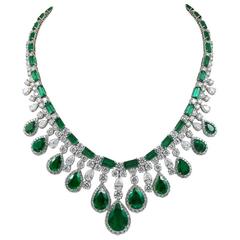 Columbian Emerald Diamond Necklace Platinum 2