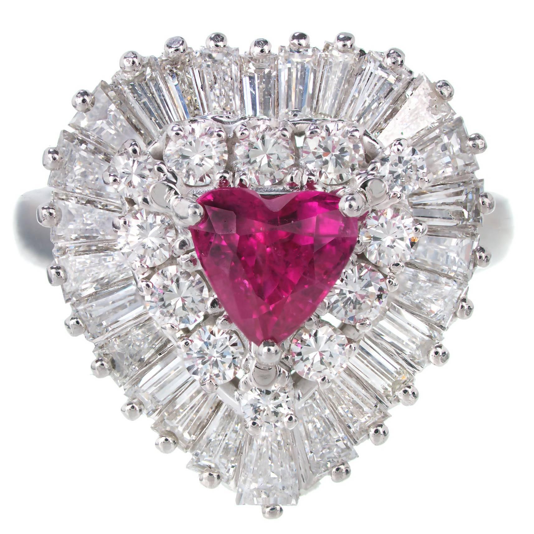 1.13 Carat Palais Ruby Diamond Ringdant Platinum Pendant Ring