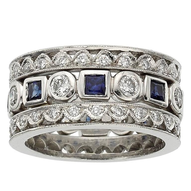 Tacori Sapphire Diamond Platinum Band Ring at 1stDibs | tacori sapphire band,  tacori sapphire diamond engagement ring, tacori diamond band