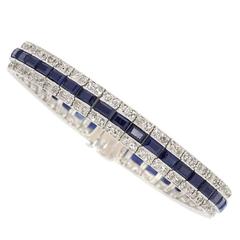 Art Deco Sapphire Diamond Platinum Bracelet 2