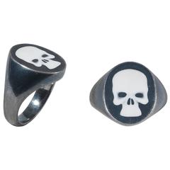 Deakin & Francis Blackened Silver Skull Signet Ring