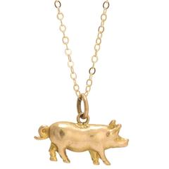 Victorian Lucky Pig Gold Pendant