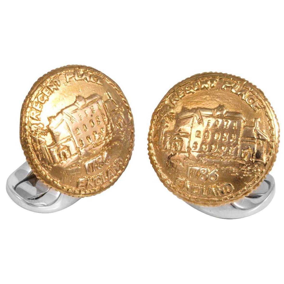 Deakin & Francis Sterling Silver 230 Coin Cufflinks Regents Place For Sale