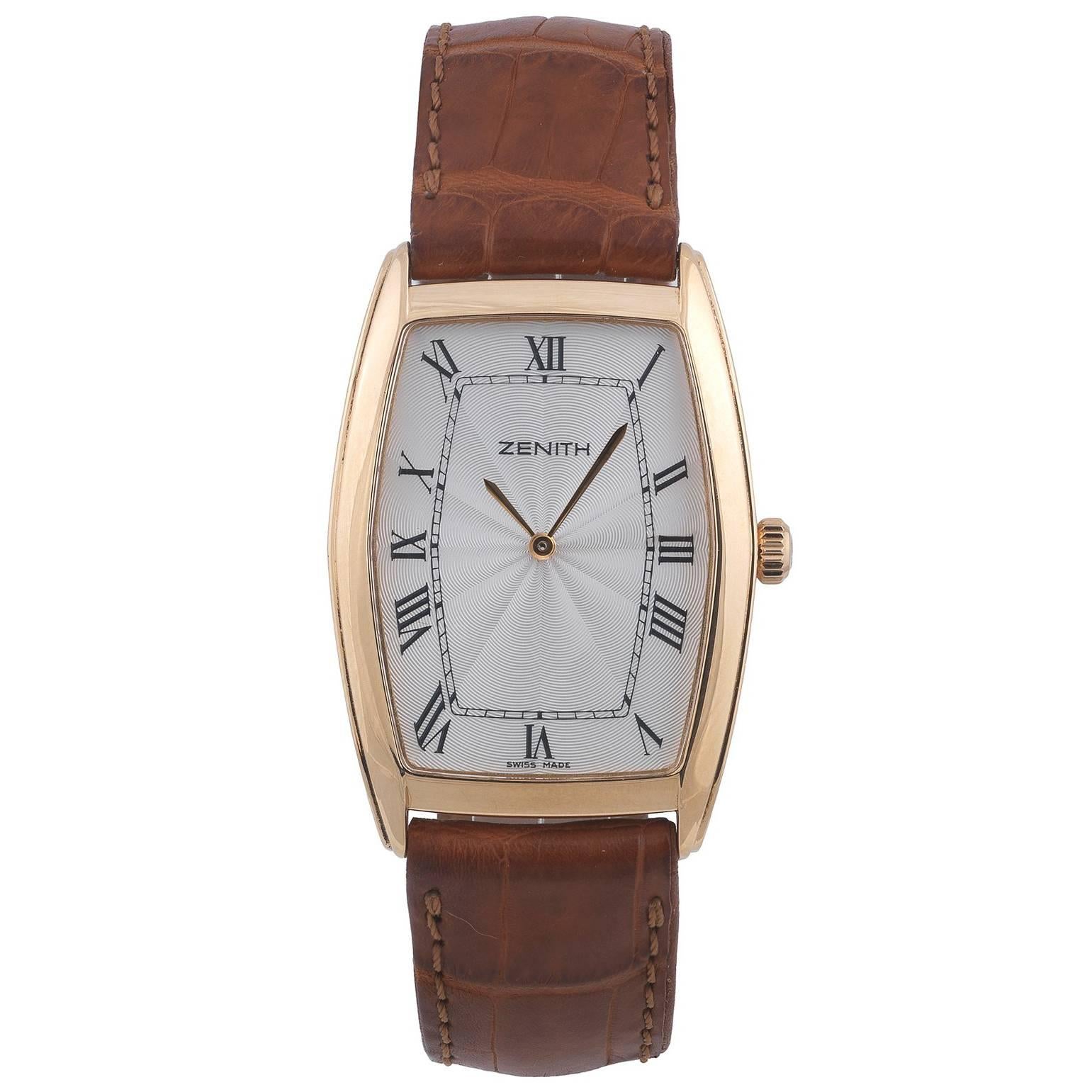 Zenith Yellow Gold Tonneau Manual Wind Wristwatch