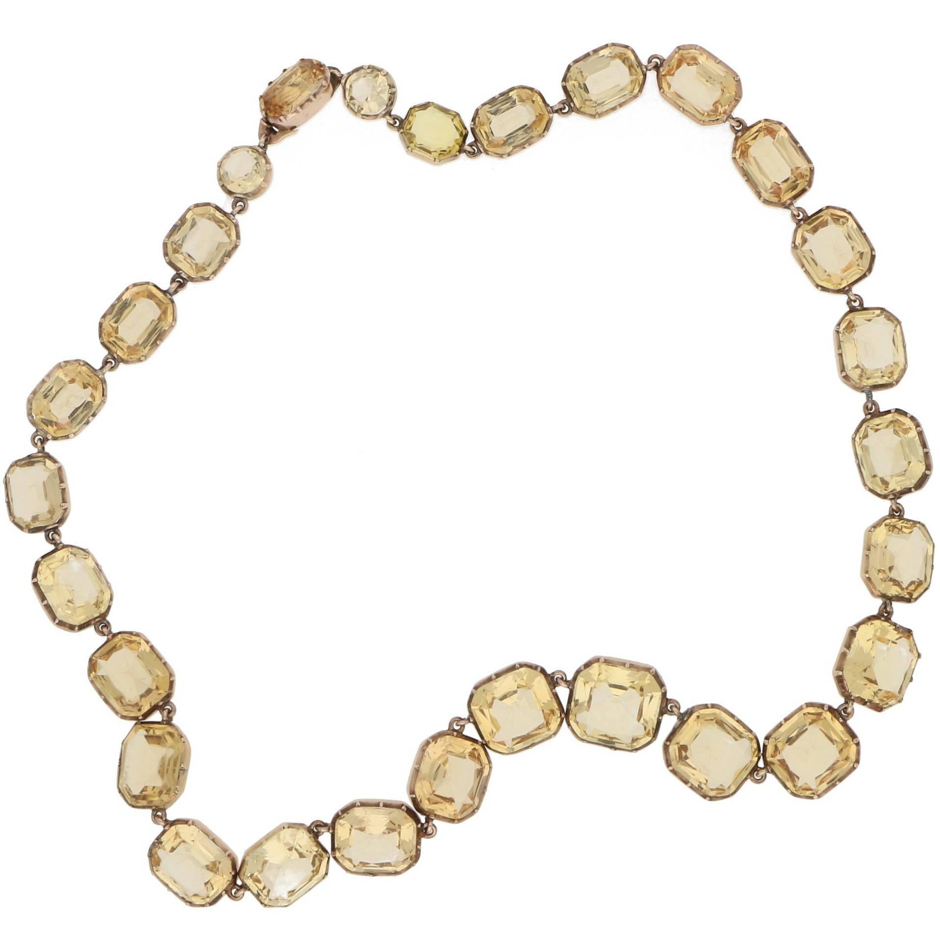 Victorian Imperial Topaz Yellow Gold Riviere Necklace