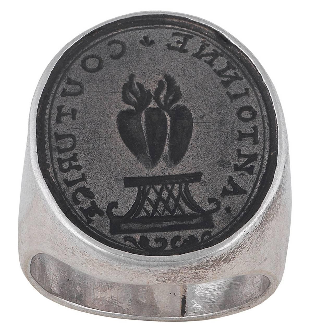 Antique 18th Century French Silver Tailor Merchant's Ring
