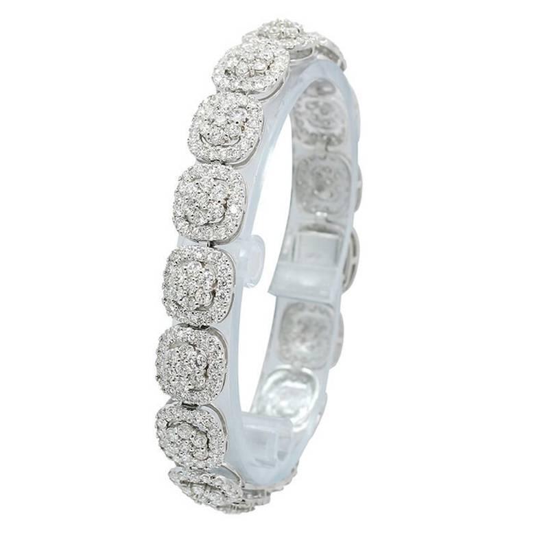 Diamond White Gold Cluster Bracelet For Sale